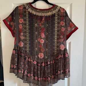 Anthropologie floral beaded top